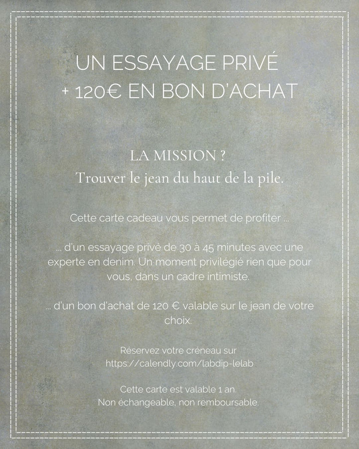 Cartes-cadeaux E-Carte Cadeau Le LAB Essayage Privé Labdip