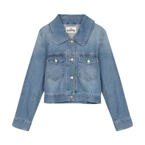 Veste en jean fantaisie pour fille avec volants - bleu clair denim Veste en jean fantaisie pour fille avec volants - bleu clair denim