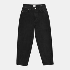 Jean ballon en denim 100% coton noir délavé, taille haute, coupe ample et confortable qui s’adapte à toutes les morphologies féminines.